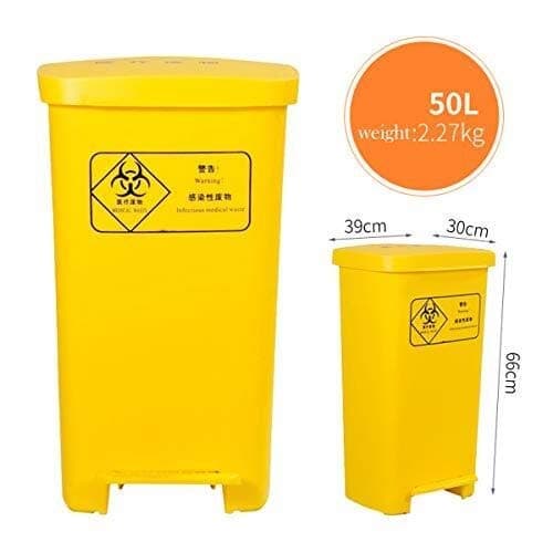 ZfgG Waste Bin Yellow Pedal Trash Can Medical Clinical Waste Peddle Bin Plastic by Chabrias LTD with Lid Various Specifications Yellow- Recycling Box (Color : Yellow, Size : 30L)