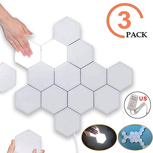 2020 New Creative Hexagonal Touch Sensitive Wall Night Light, Modular Geometry Assembly Honeycomb LED Lamp for Home, Kids' Room, Christmas, New Year, Festival Decoration(3 Pcs)
