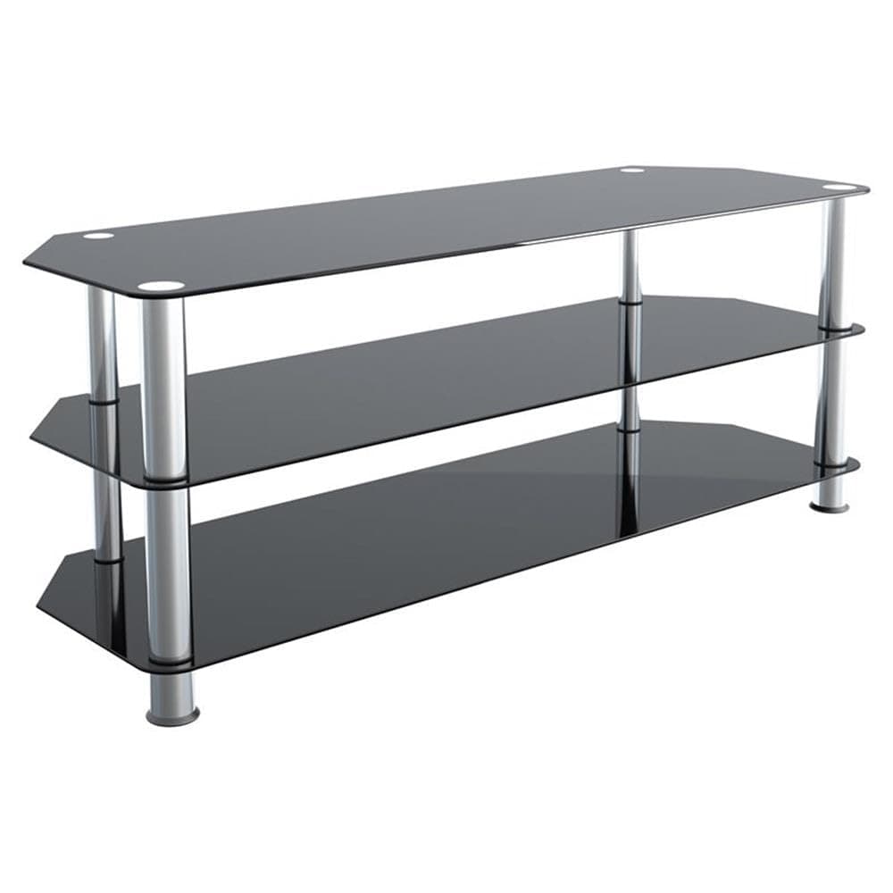 AVF Transitional Steel and Glass TV Stand for up to 60" TVs in Black/Chrome