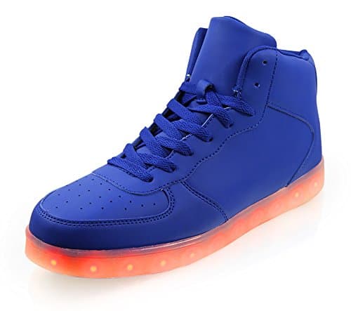 FLASHKICKS Jump - Premium LED Shoes Bright Light Up Sneakers High Top, Men, Women, Kids, Unisex (40, Blue)
