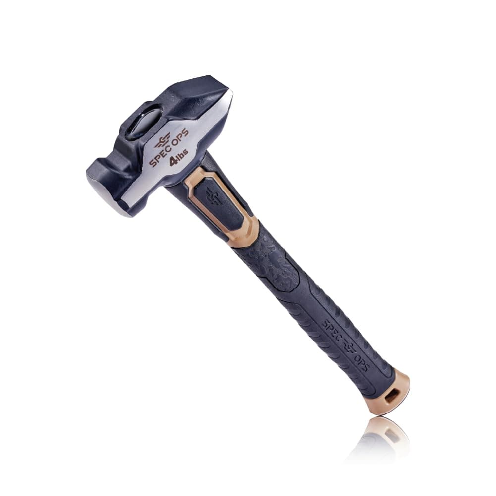 Tools Blacksmith Hammer, 4 lb Sledgehammer with Bi-Material Shock Absorbing & Vibration Dampening Handle, 3% Donated to Veterans, Black/Tan