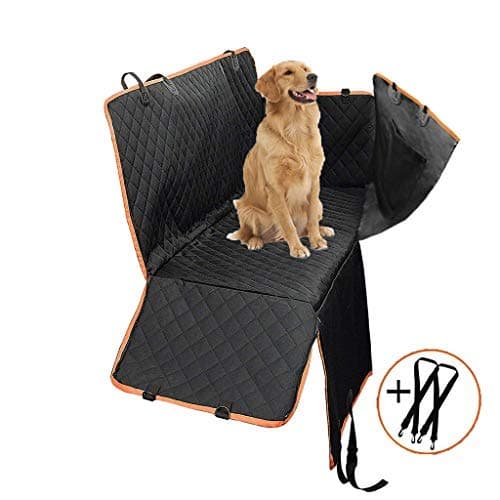 Paercute Dog Car Seat Covers Pet Seat Cover - Hammock 600D Heavy Duty Scratch Proof Nonslip Water Resistant Durable Soft Pet Back Seat Covers with Side Flaps for Cars Trucks and SUVs