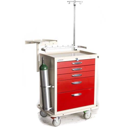 89024 BAC-24, Deluxe Crash Cart,Professional Emergency Medical Crash Supply Cart for Anesthesia Treatment and Medical Equipment Storage