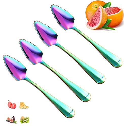 Choary 4 piece rainbow Grapefruit Spoons,6.1 inch Metal Stainless Steel rainbow Grapefruit Spoons