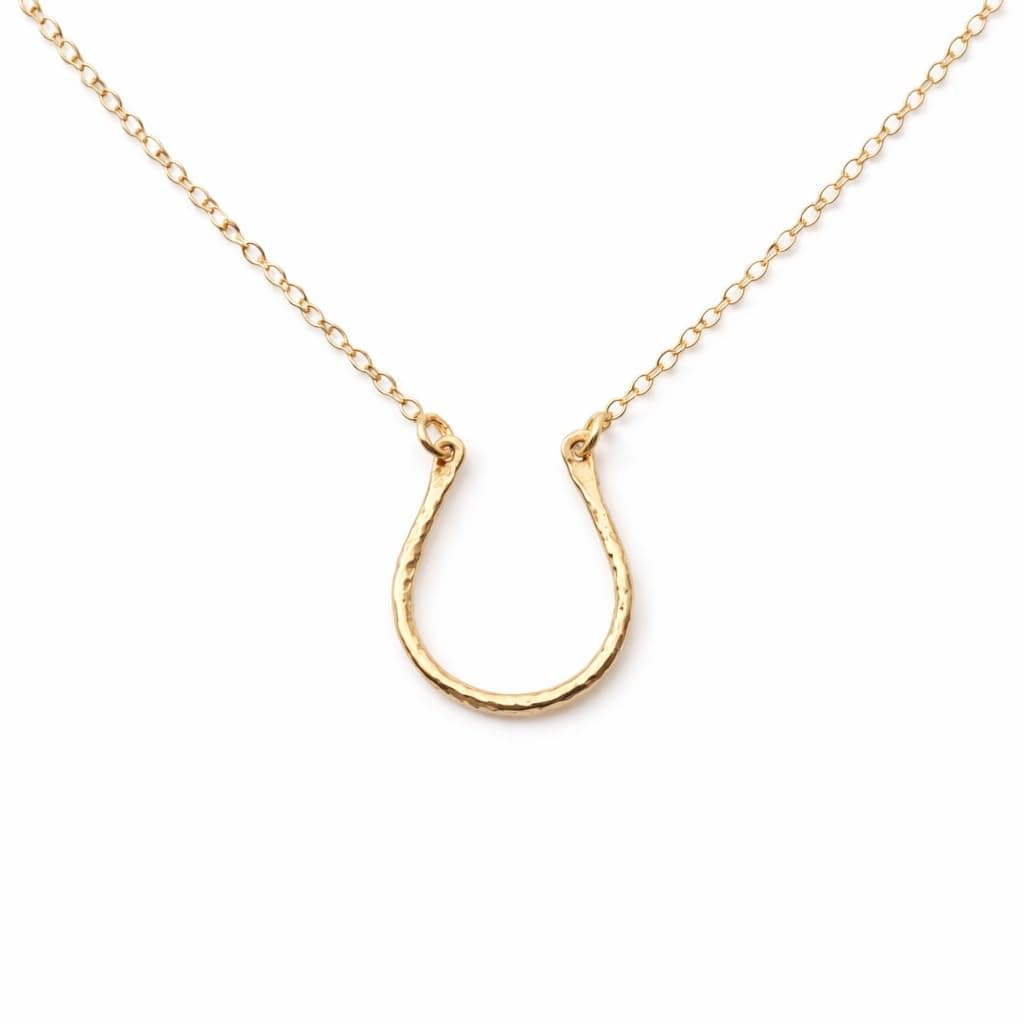 Gold Filled Horseshoe Necklace – Handmade Good Luck Pendant, 14K Yellow Gold Filled Chain