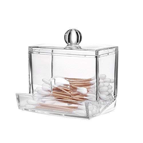 Leedstore Clear Acrylic Q-tip Makeup Storage Cotton Swab Organizer Box Cosmetic Holder