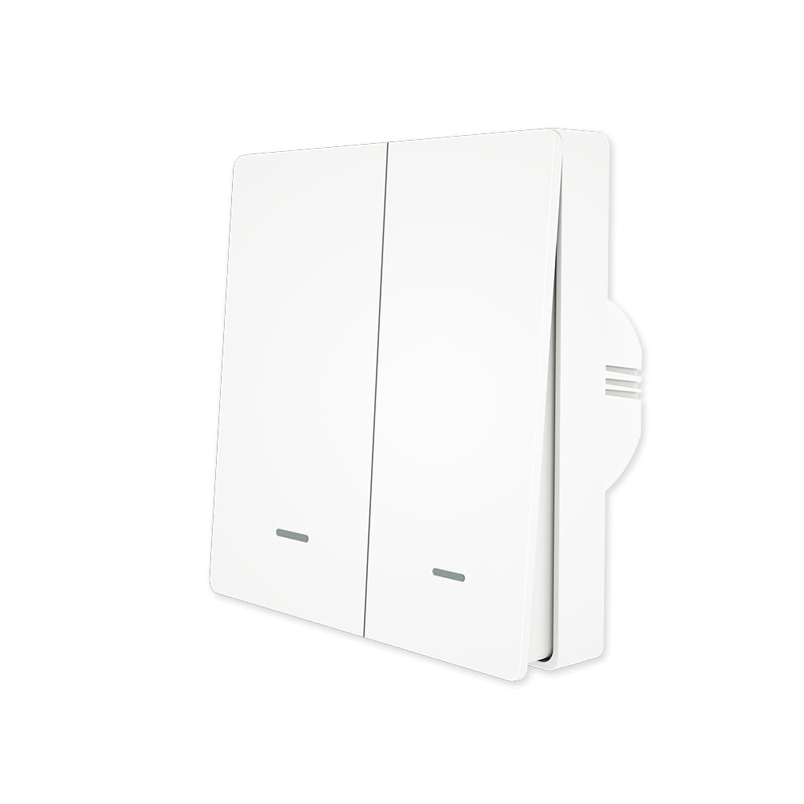 ZigBee Wall Light Switch, No Neutral Wire Required, No Capacitor Needed, Smart Life MOES App Remote Control, Works with Alexa, Tuya ZigBee Hub Required, 2 Gang, White