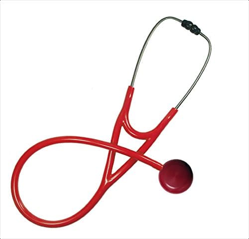 Single Adult Stethoscope - Crystal Clear Sound Acoustic Solid Color Tubing, Classic Model Maxiscope Red