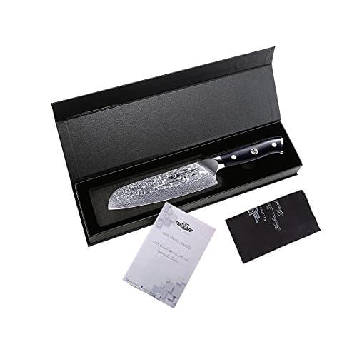 Kitchen Emperor Damascus Santoku Knife, 7 inch, 67 Layers Damascus Steel, G10 Handle, Forged, Kitchen Knife