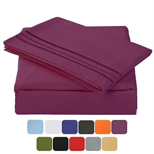 TASTELIFE 105 GSM Deep Pocket Bed Sheet Set Brushed Hypoallergenic Microfiber 1800 Bedding Sheets Wrinkle, Fade, Stain Resistant - 4 Piece（Purple，Full）