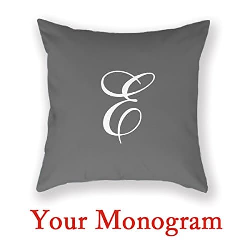 Monogram Classic 18 X 18 Pillow Gray Personalised Photo Pillow Charcoal Decorative Pillowcase Customised Pillow
