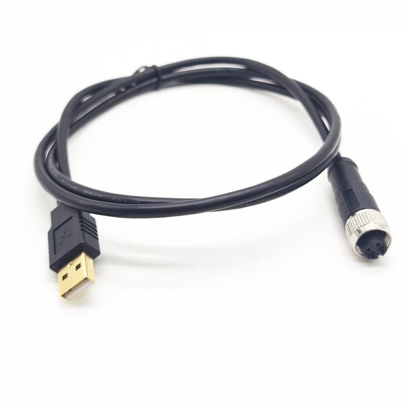 1Meter M12 4 Pins to USB Cable, Female to USB Male Connector Molding Cable A Code Straight Industrial Molded Wire IP67 Waterproof Unshielded PVC Wire 250V 4A AC/DC AWG26(3.28ft)