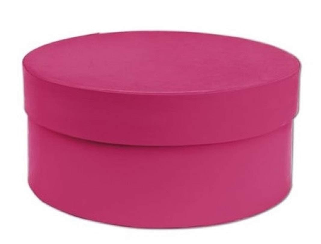 9" H x 4" Large Sturdy 2-Piece Hot Pink Fuchsia Round Mod Box for Storage, Organization, or Gift