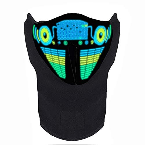 FEIYOLD LED Halloween Mask Sound Activated Light Up Mask Music Party Mask Cosplay Mask for DJ& Festival Party