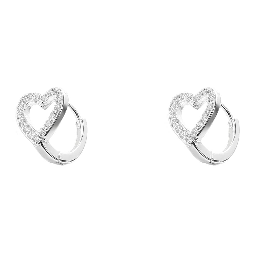 HebeleeCZ Heart Shaped Small Hoop Cartilage Earrings for Women 925 Sterling Silver Cubic Zirconia Hypoallergenic Tiny Cute Hollow Love Huggie Hoops Dainty Christmas Birthday Wedding Jewelry