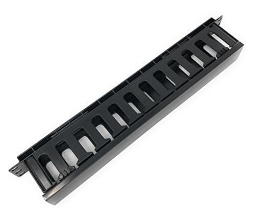 EnEdge 1U Rack Mount Horizontal Plastic Cable Management Tray with Cover - Finger Duct - 19"