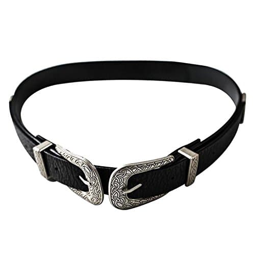 ZAFUL Women's Fashion Vintage Double Metal Buckle Leather Belt Waist Belt for Pants Dress