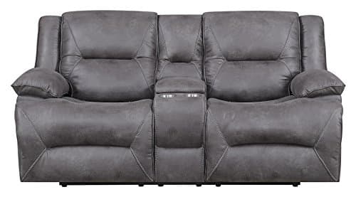 MorriSofa Everly Power Reclining Loveseat, 80.5" x 38" x 40.5", Grey with subtle brown undertones