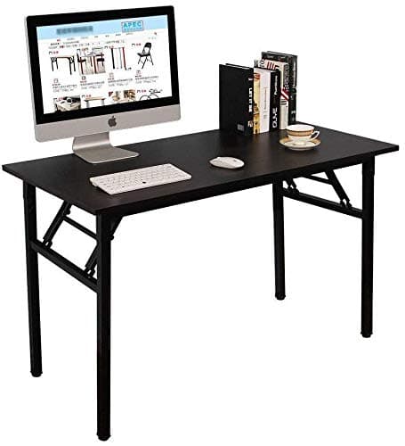 Folding Table Computer Desk, No Assembly Required, Sturdy and Heavy Duty Writing Desk for Small Spaces (Black)