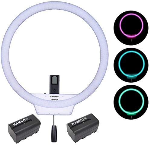 YONGNUO YN608 RGB LED Video Light Photography Video Ring Light Color Temperature 3200K~5500K and RGB full color with Remote Controller and 2PCS NAMVO NP-F770 Battery and Battery Charger