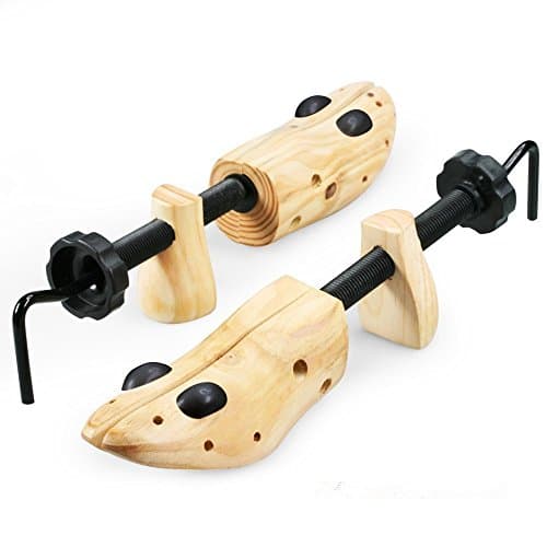 Echodo 2-Way Cedar Shoe Trees Wooden Shoe Stretcher Adjustable Unisex Shaper Medium Size for Women and Men, Woman's Size 8 to 9.5 Man's Size 6.5 to 8