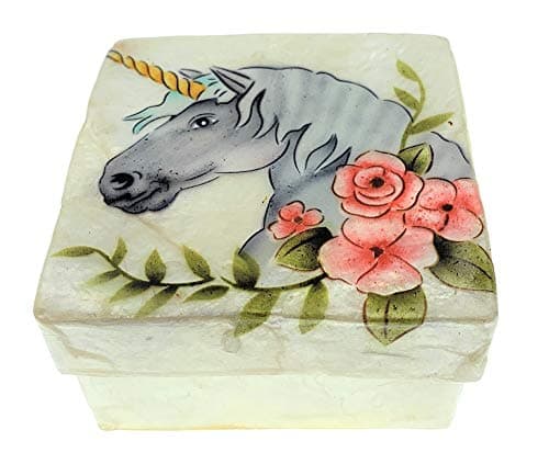 Kubla Crafts Unicorn Capiz Shell Keepsake Box, 3 Inches X 3 Inches