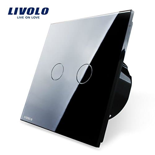 Livolo Black Crystal Glass Touch Panel Switch EU Standard VL-C702-12