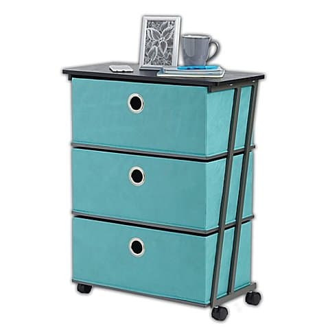 3-Drawer Wide Storage Cart in Aqua