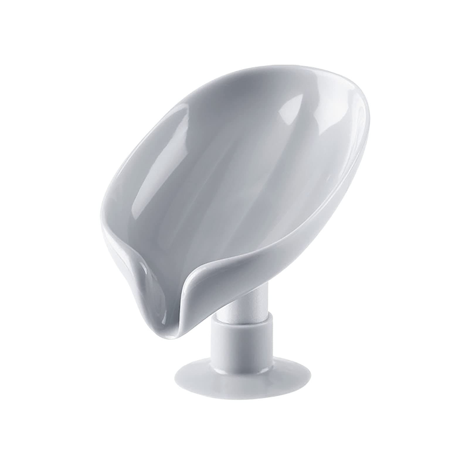 RYGHEWE Bar Soap Holder, Not Punched Easy Clean Soap Dish for Shower, Leaf Shape Self Draining Soap Holder for Bathroom, Kitchen Sink,Kitchen Home Bathroom Kitchen Supply (Gray, As Shown)