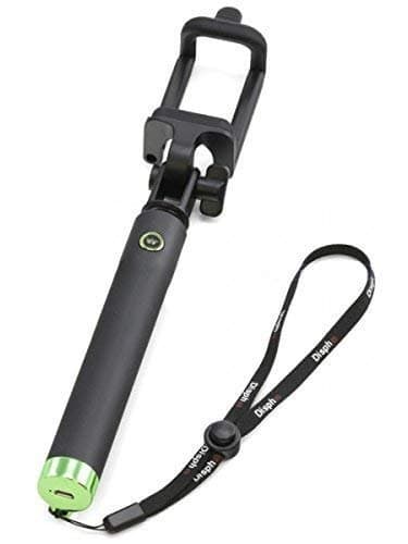 ZekPro Ultra Light Selfie Stick Monopod with Bluetooth Shutter Button with Wrist Strap for iPhone 5 5s 5c 6 6s Plus, Digital SLR Camera, Samsung Galaxy 3 4 5 6, Samsung Galaxy Note 2 3 4 (Green)