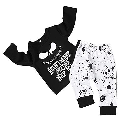 Halloween Todder Baby Boy Girl Clothes 2PCs Outfit Set Nightmare Before Nap Time T-Shirt and Skull Pants 0-6 T