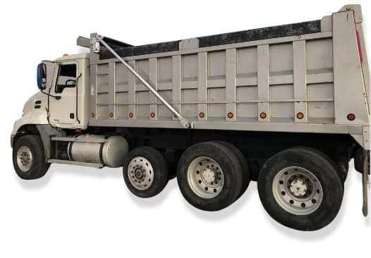 Kym Industries Electric Aluminum 4-Spring Dump Truck Tarp System for Beds Up to 24' and 110" Wide.