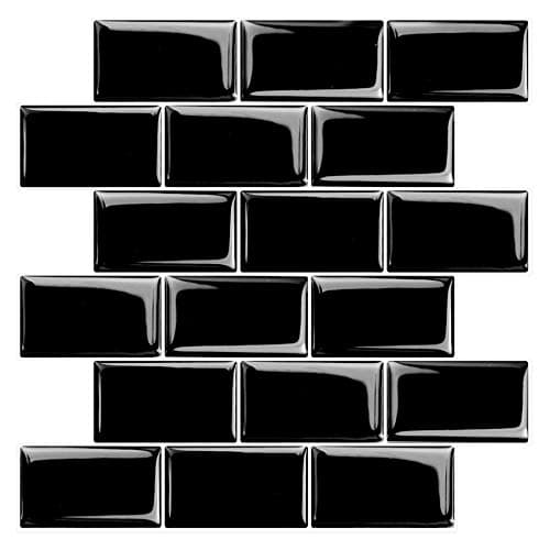 Subway Tiles Peel and Stick Backsplash, Stick on Tiles Kitchen Backsplash in Black (Pack of 10, Thicker Design)