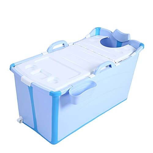 LIUDONGXIN Folding Adult Bathtub, Portable Bathtub, Inflatable Bathtub, Plastic, with lid (Color : Blue)