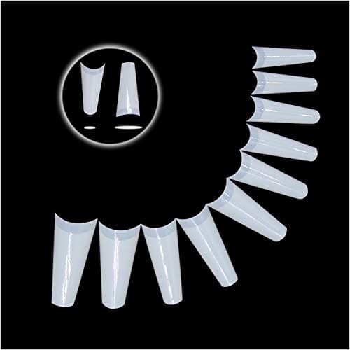Fake Nails,Long Coffin Nails Ivtor Nature Acrylic Nails Coffin Shaped Ballerina Nails Tips 500pcs Half Cover False Nail Artificial Nails for Nail Salons and Home DIY Nail Art 10 Sizes