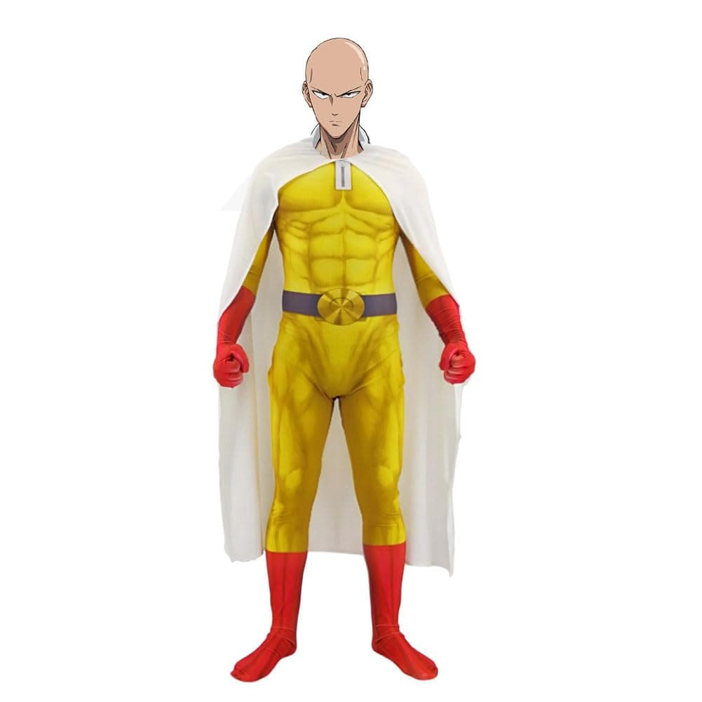 Saitam Cosplay Costume Jumpsuit Bodysuit Overall Outfits Halloween Carnival Role Play Costume for Fans