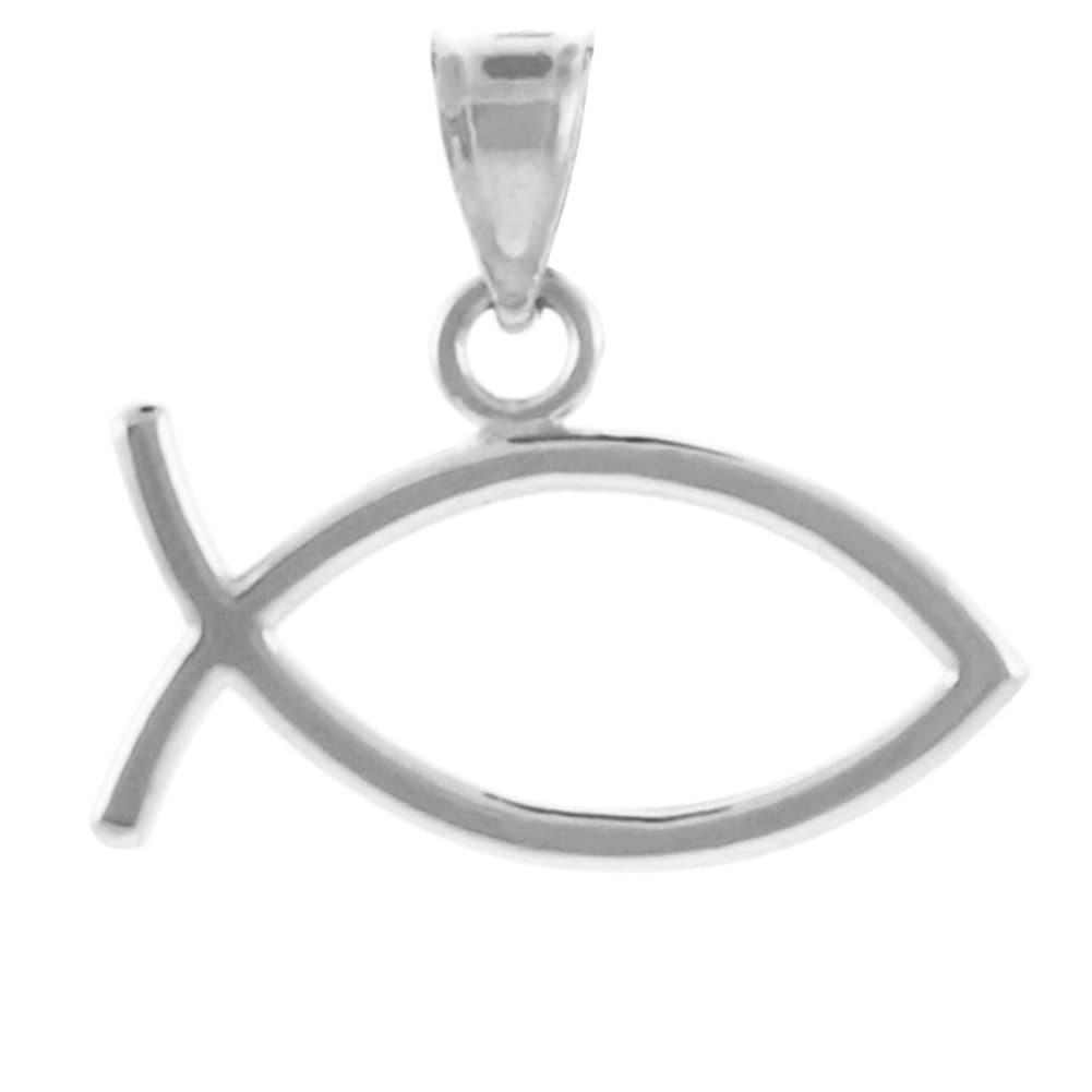 925 Sterling Silver Horizontal Ichthus Charm Christian Fish Pendant