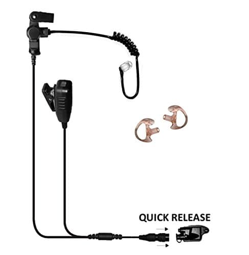 Tactical Ear Gadgets Cougar 2-Wire Surveillance Earpiece EP4027QR with Quick Release for Harris Jaguar 700P, P5100, P5130, P7100, P7130, P7150, P7170, P7200 (Black Tube)