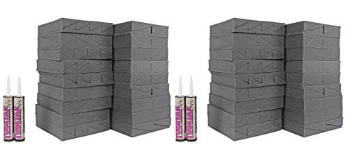 (2) Auralex Roominator D36 Kit 36 1'x1' Acoustic Panels (Charcoal)+Pro Adhesives