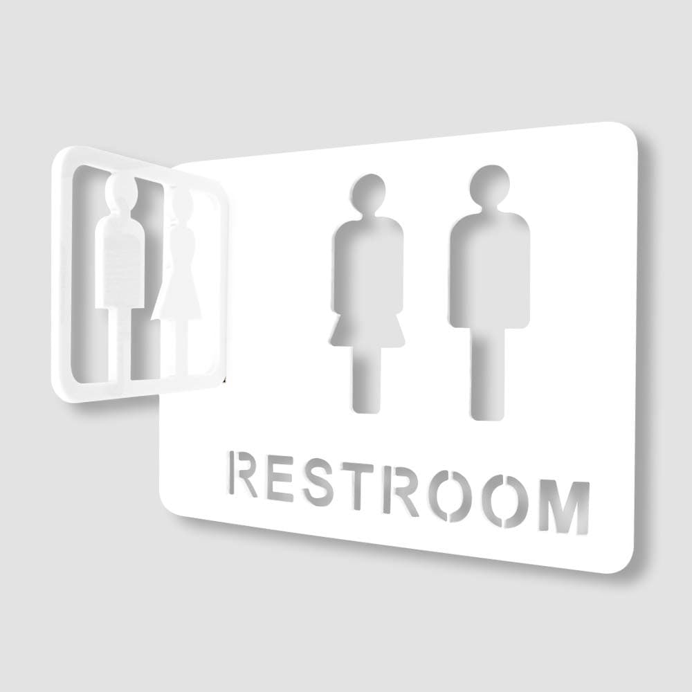 Affogato Restroom Sign Washroom Toilet Men's and Women's Modern Door Sign Wall Sticker Bathroom Acrylic Signage for Office, Shop, Restaurant(White)