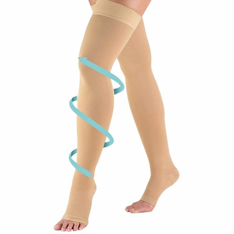 Cotton | Not Seamless/stiched | DVT Medical Class 2 Compression Stockings For Varicose Veins & Leg Swelling - Unisex Thigh Length Compression Socks For Men & Women 23-32 mmHg - XL