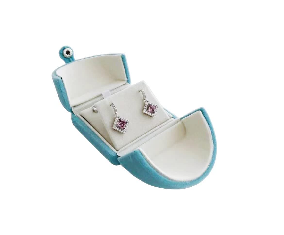 Luxurious Unique Aqua Velvet Jewelry Packaging Case for Earrings Pendant Case Premium Grade Special Design Double Function (jewelry not included)