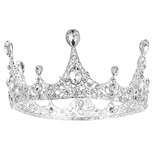 S SNUOY Full Round Queen Crowns for Women Crystal Bridal Tiara Women Pageant Hair Accessories