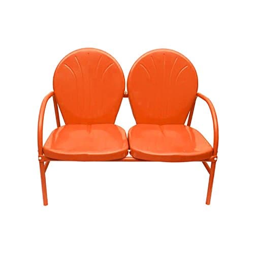 Rich Pacific Orange Retro Metal Tulip 2-Seat Double Chair