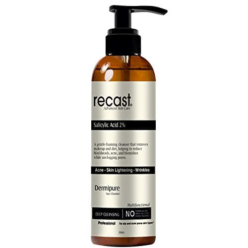 Recast 2% BHA Liquid Salicylic Acid Cleanser-Dermipure Face Cleanser for Blackheads | Enlarged Pores | sebum control | Wrinkles | Fine Lines - 200ml