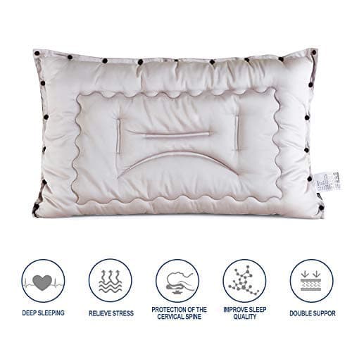 Lavisun Spring Bed Pillow for Sleeping,Pure Silk Fabric Cover with 55 Seperate Pocket Springs,Compact Comfortable Elastic Back Sleeping Bed Pillow,Breathable,Hypoallergenic,Machine Washable