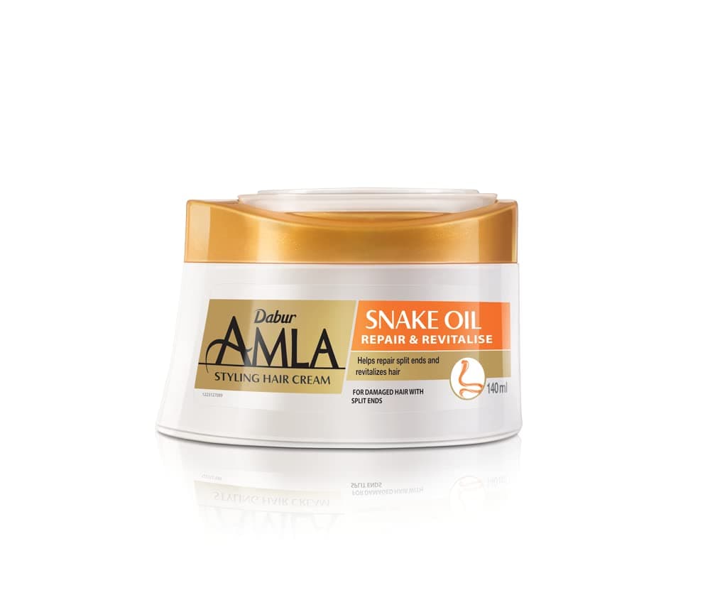 Dabur Amla Snake Oil Styling Hair Cream | Helps Repair Split Ends & Revitalizes Hair | For Damaged Hair with Split Ends - 140ml