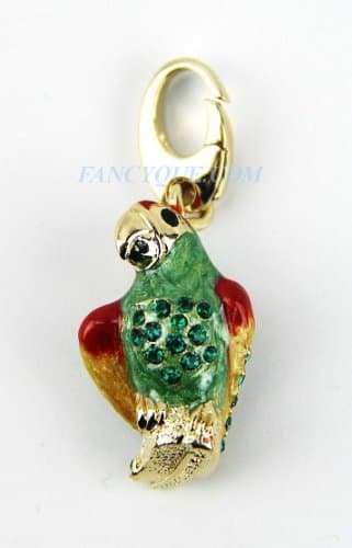 Judith Leiber Parrot Charm Jewelry Swarovski 24k Gold Plated Sterling Silver