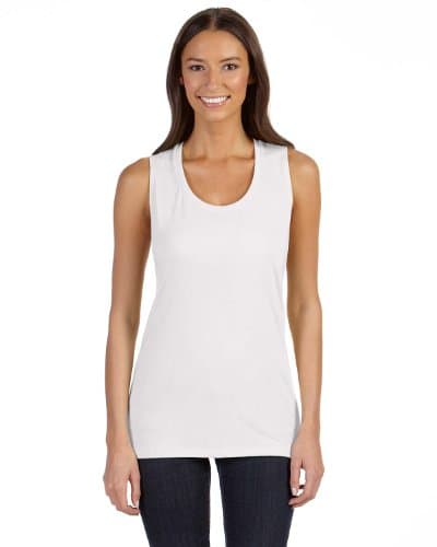 Bella B8803 Canvas Ladies Flowy Scoop Muscle Tank - White44; Extra Large