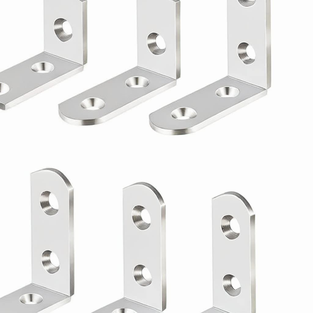 KUTONTECH 10 Pcs Sturdy L-Shaped Corner Brace，Stainless Steel Right Angle Wood Corner Shelf Bracket With 40 Pcs Screws, For Wooden Furniture, Shelves, Chests of Drawers, Tables(40 *40mm).